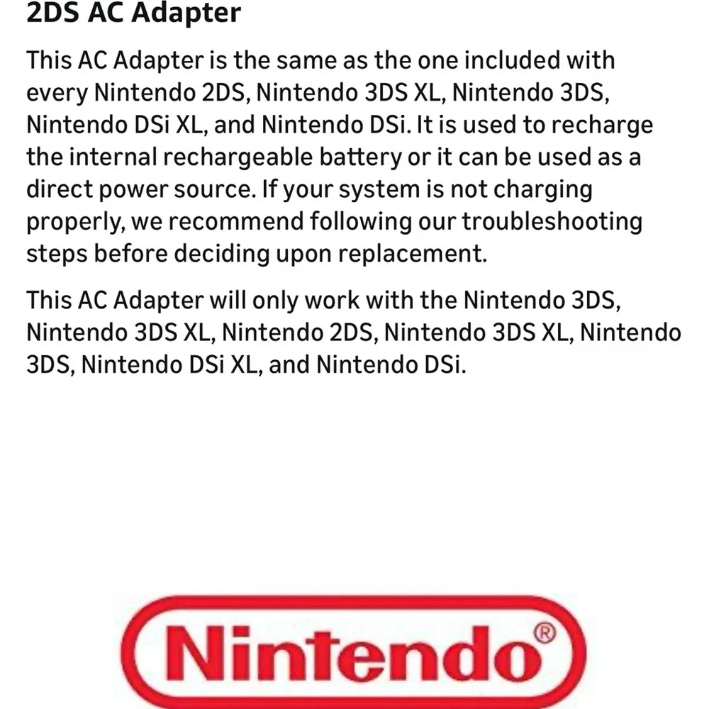 Nintendo 3DS AC Adapter Brand New